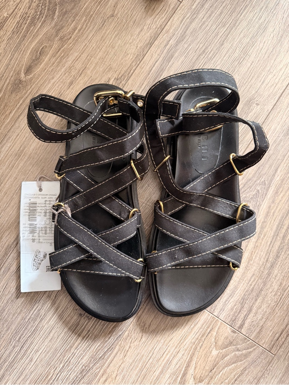 Marni Black Strappy Casual Sandals